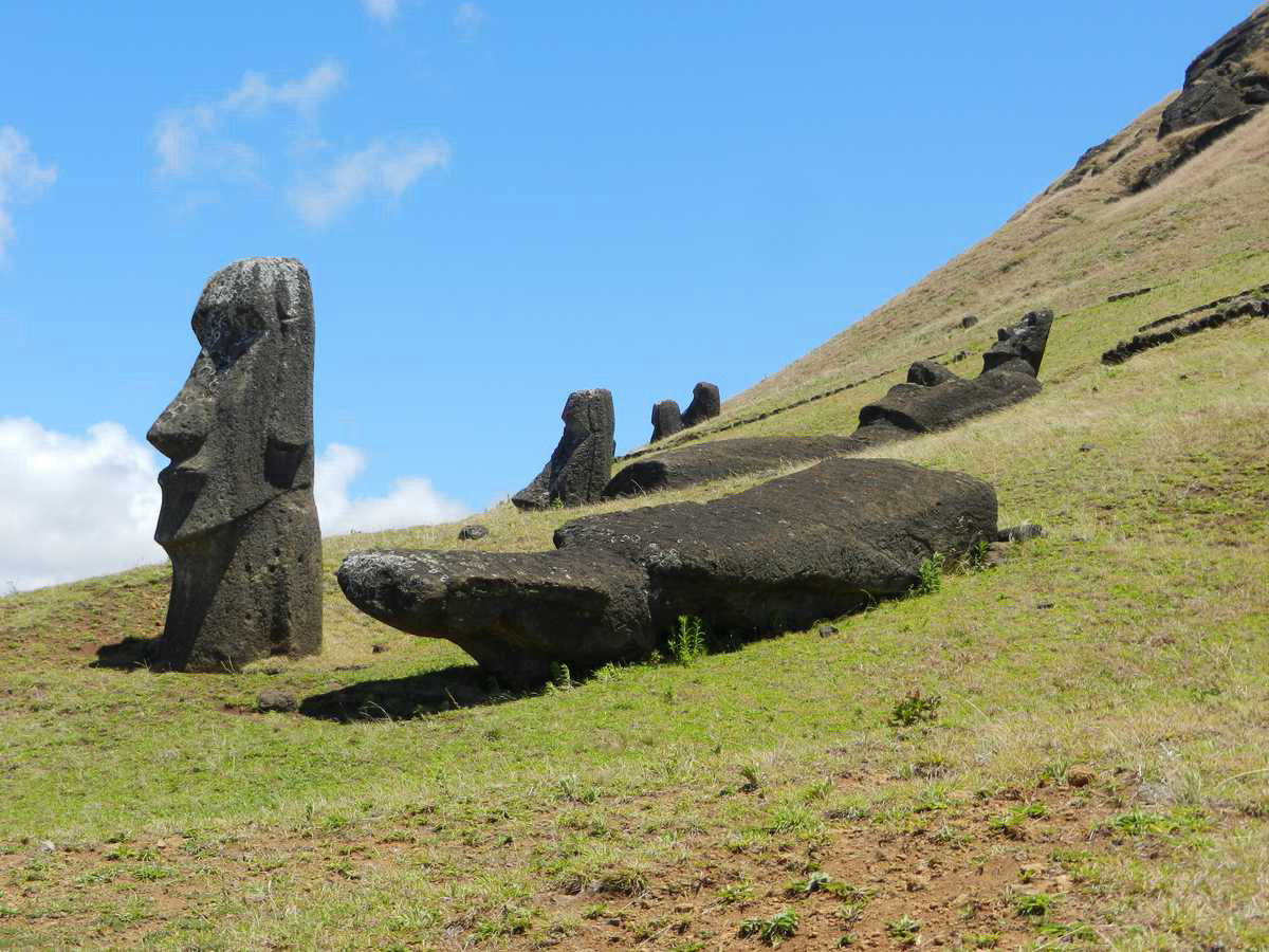 ilutracja Wyspa Wielkanocna i kamienne twarze Moai 2. Symbolika utrudnionej komunikacji.